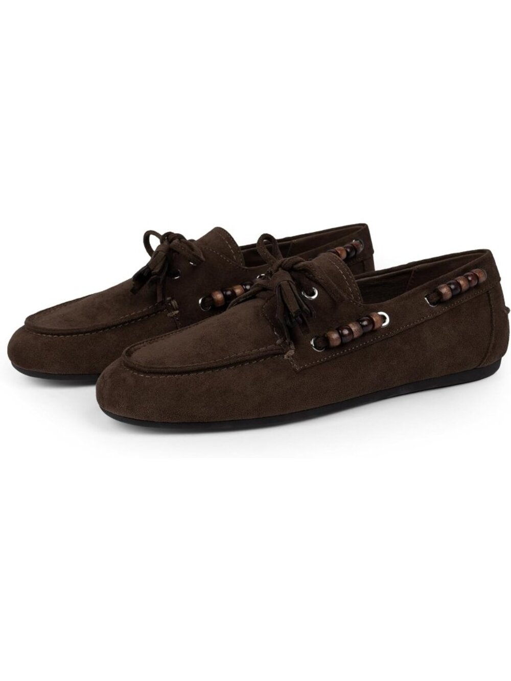 Women's Chocolate Comfortable Dressy Fringe Driving Loafers Beaded Moccasins